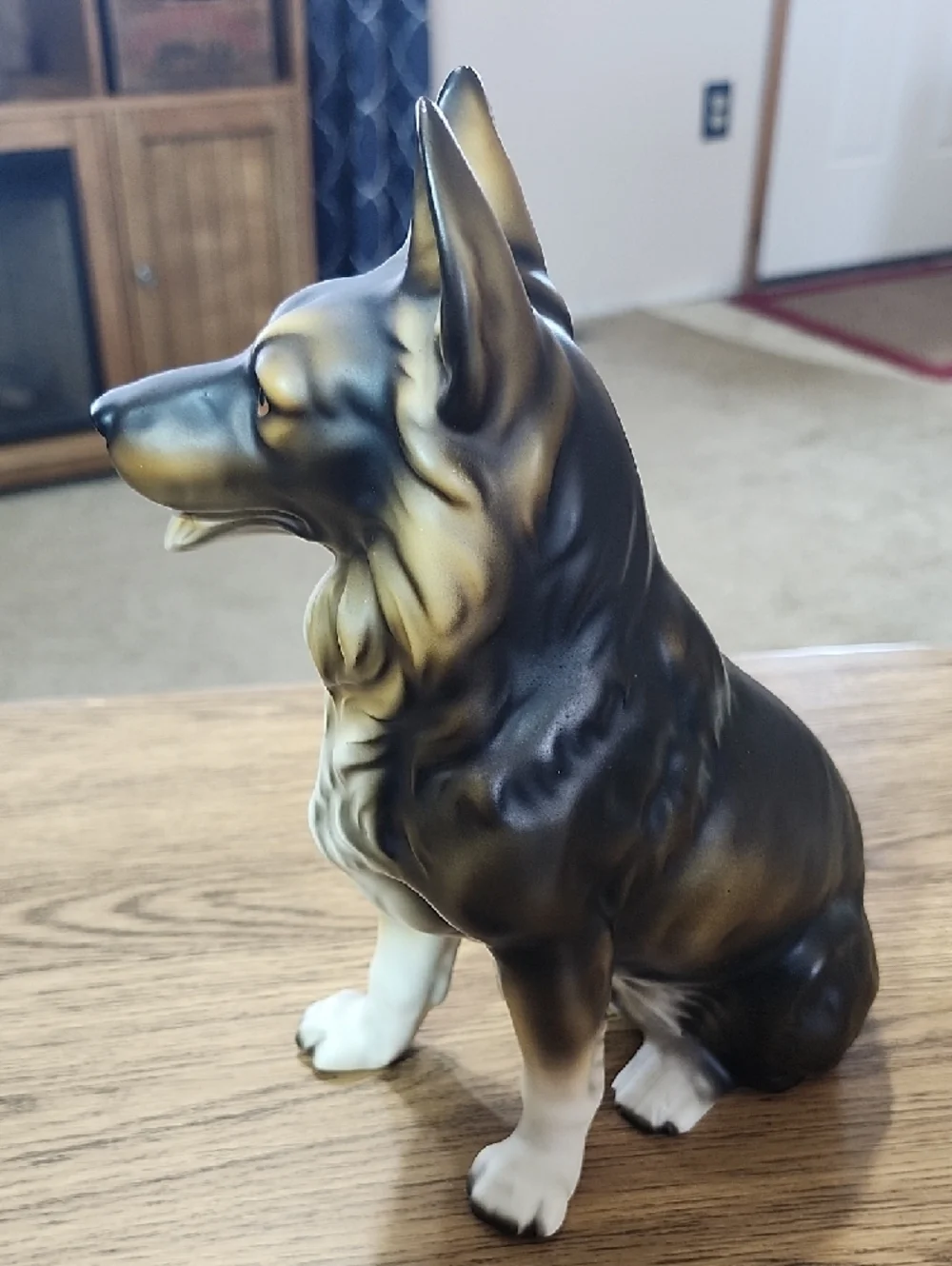 Beautiful, Large ceramic statue German Shepherd Dog Figurine Black & Tan puppy